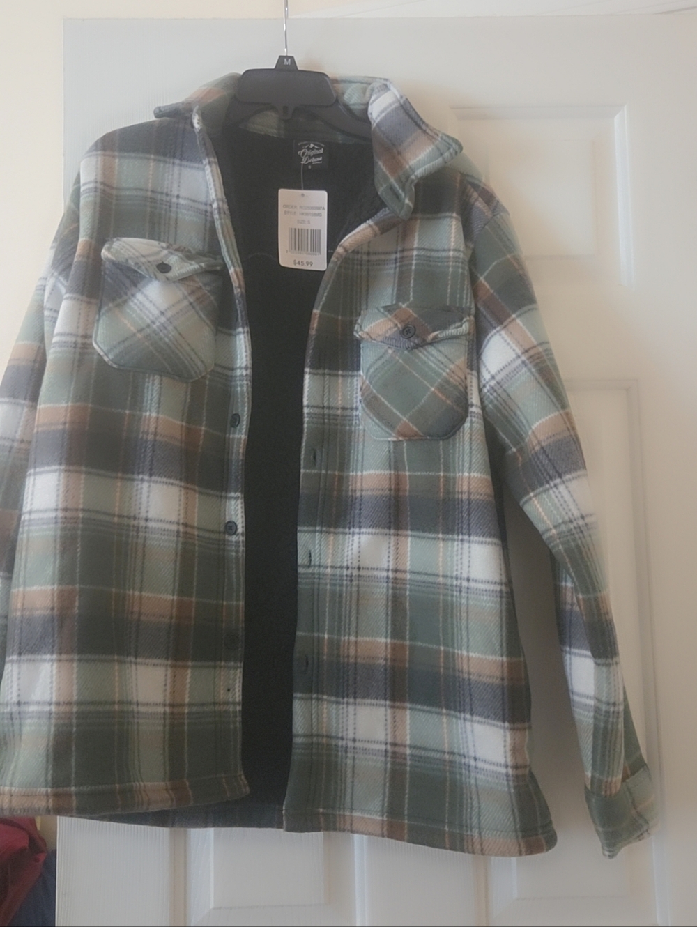 Original Deluxe Green Plaid Sherpa-Lined Shirt Jacket Men